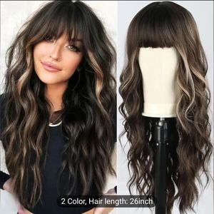 Highlight Long Curly Wavy Wig Synthetic Wig Friendly Heat Resistant